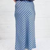 Geneva Navy + Sky Bias Striped Slip Skirt Glam
