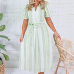 Genevieve Shades of Greens Maxi Dress TCEC
