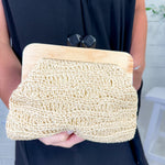 Geometric Clasp Wooden Frame Macrame Clutch Bag - A4 Accessories - Handbags - Clover + Bee
