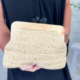 Geometric Clasp Wooden Frame Macrame Clutch Bag - A4 Accessories - Handbags - Clover + Bee