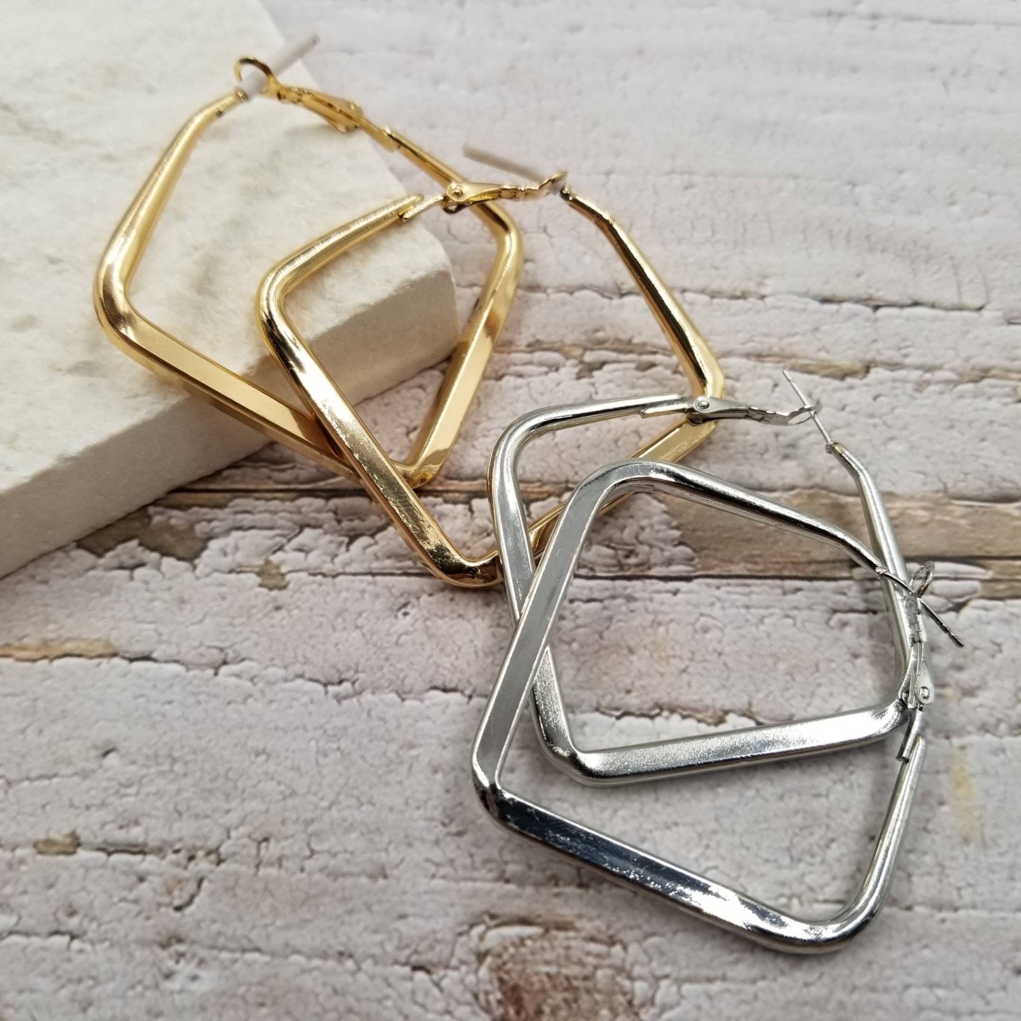 Geometric Square Earrings | Gold & Silver - A3 Accessories - Jewelry - Earrings - Clover + Bee
