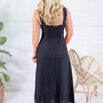 George Black Embroidered Lace Midi Dress