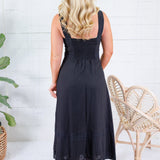 George Black Embroidered Lace Midi Dress