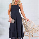 George Black Embroidered Lace Midi Dress