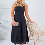 George Black Embroidered Lace Midi Dress