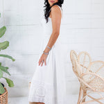 George White Embroidered Lace Midi Dress