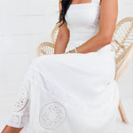 George White Embroidered Lace Midi Dress