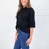 Georgie Black Short Sleeve Sweater Pinch