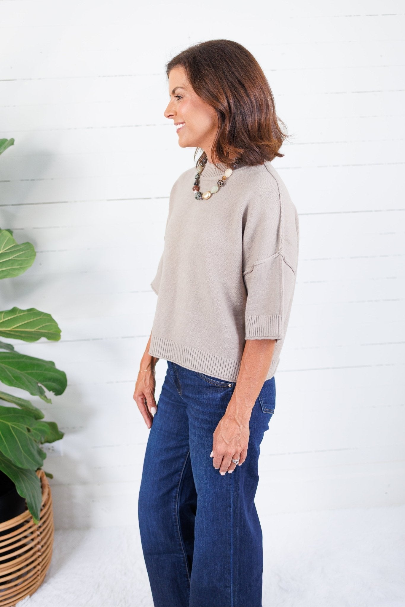 Georgie Latte Short Sleeve Sweater Pinch