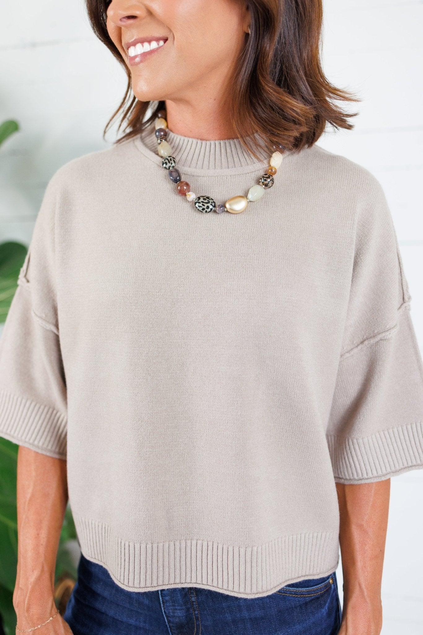 Georgie Latte Short Sleeve Sweater Pinch