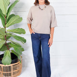 Georgie Latte Short Sleeve Sweater Pinch