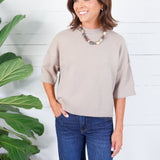 Georgie Latte Short Sleeve Sweater Pinch