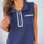 Georgie Navy Ric Rac Mini Dress Jodifl
