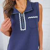 Georgie Navy Ric Rac Mini Dress Jodifl