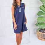 Georgie Navy Ric Rac Mini Dress Jodifl