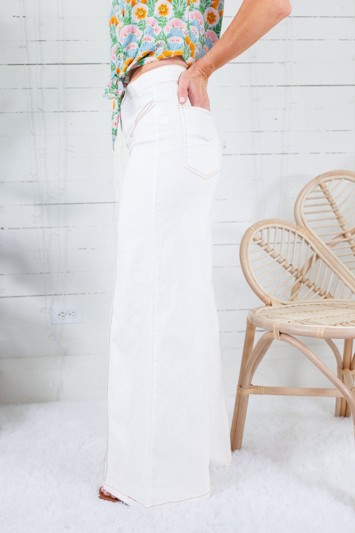 Gerhardt Cream Contrast Stitch Jeans FATE
