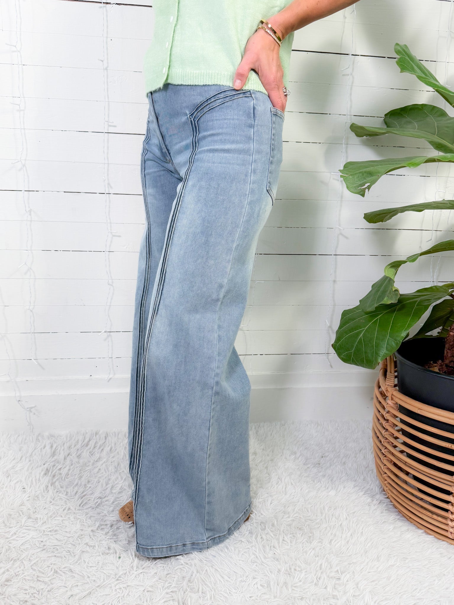 Gerhart Front Seam Light Wash Denim Jeans FATE