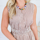 Peggy Brown Gingham Tiered Maxi Dress
