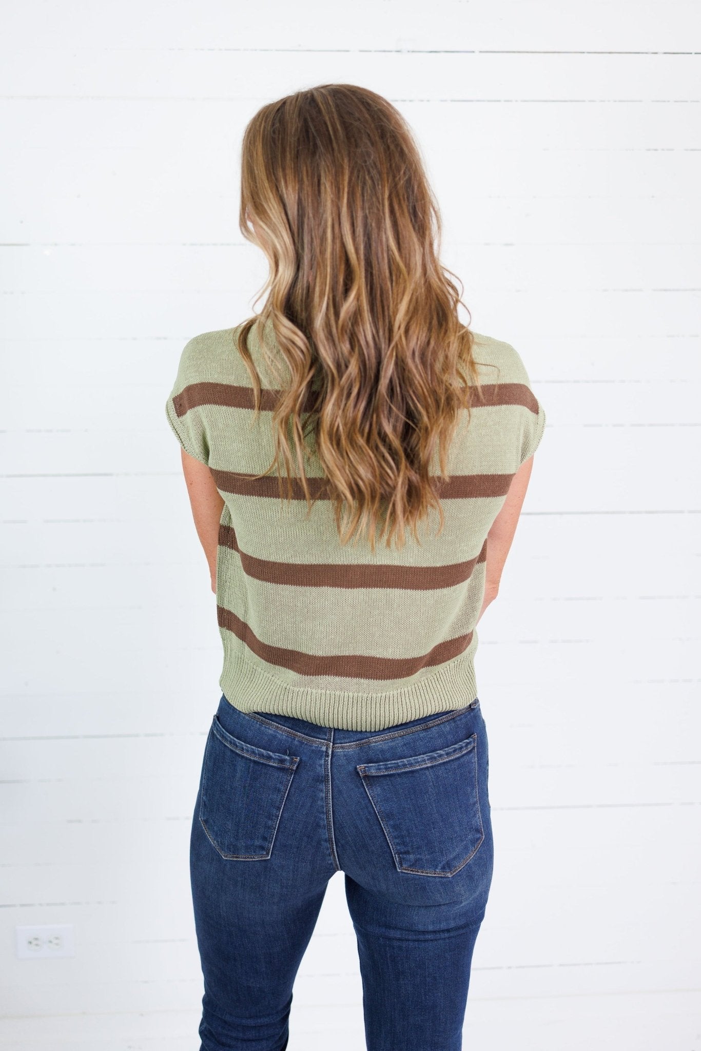 Gibson Light Olive Stripe Sweater Blu Pepper