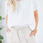 Giselle White Stand Collar Top GLAM 
