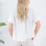 Giselle White Stand Collar Top GLAM 
