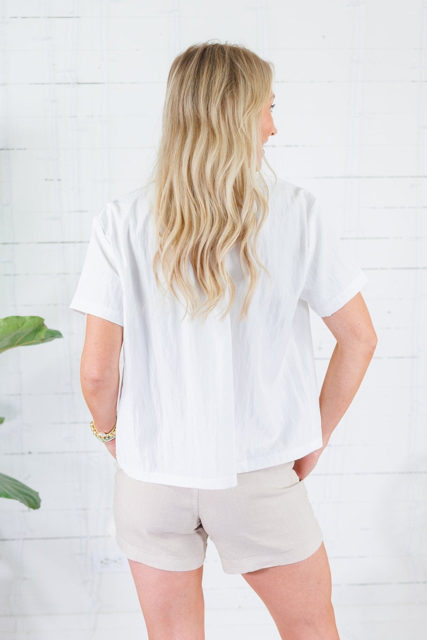 Giselle White Stand Collar Top GLAM 