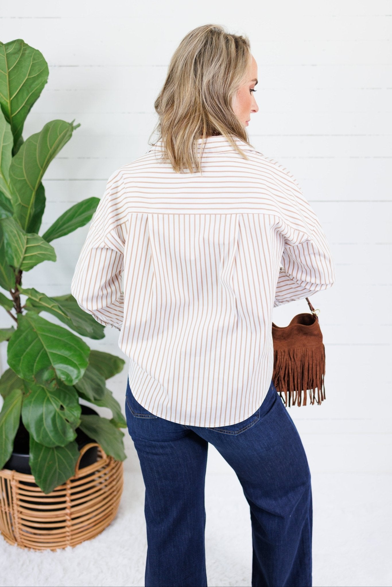 Glasner Latte + White Striped Top Fate
