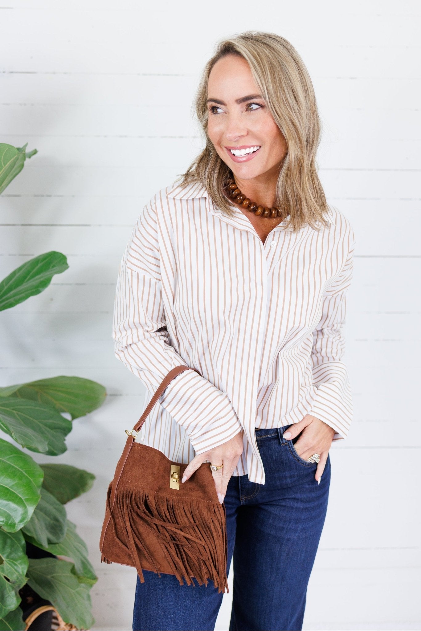 Glasner Latte + White Striped Top Fate