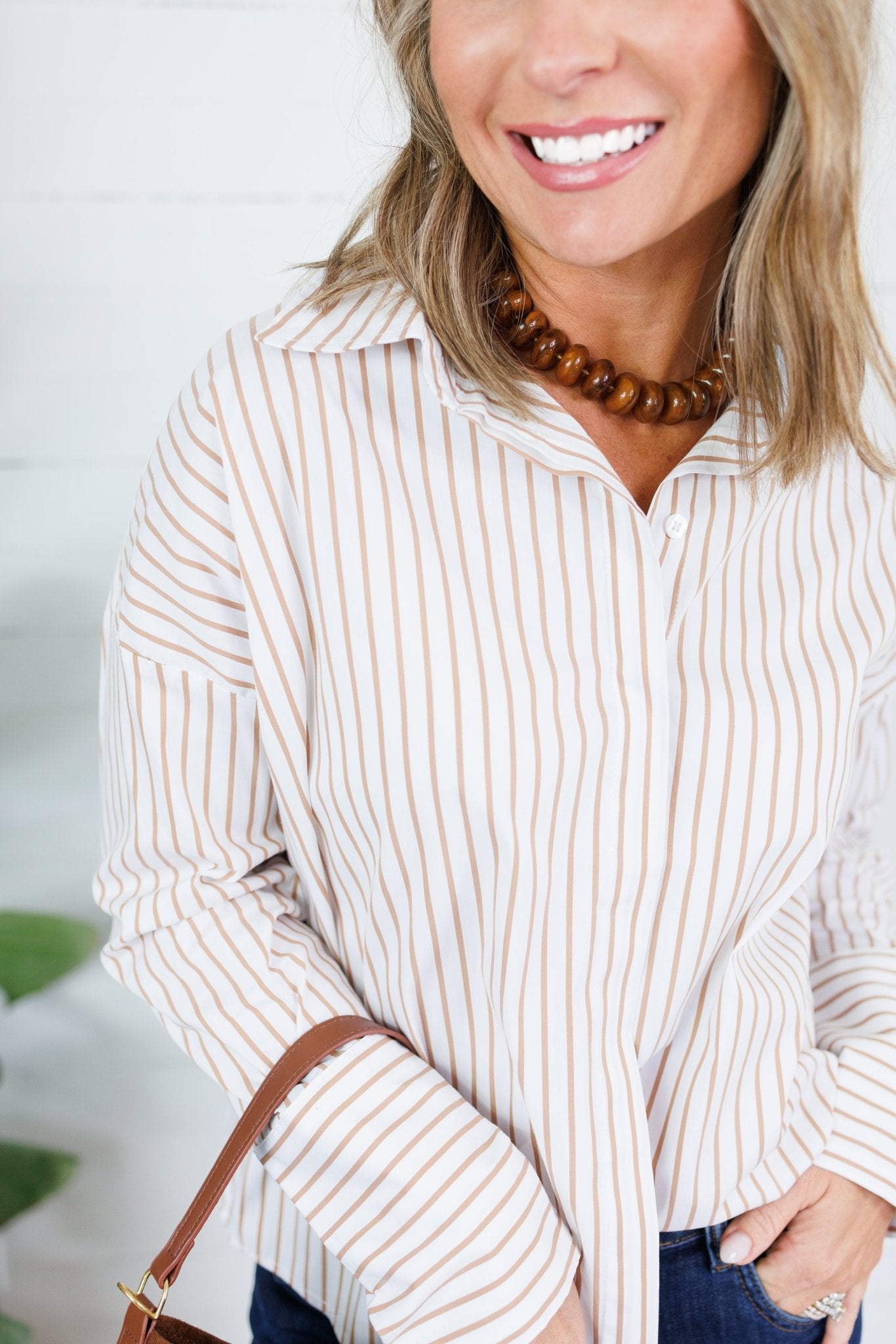Glasner Latte + White Striped Top Fate