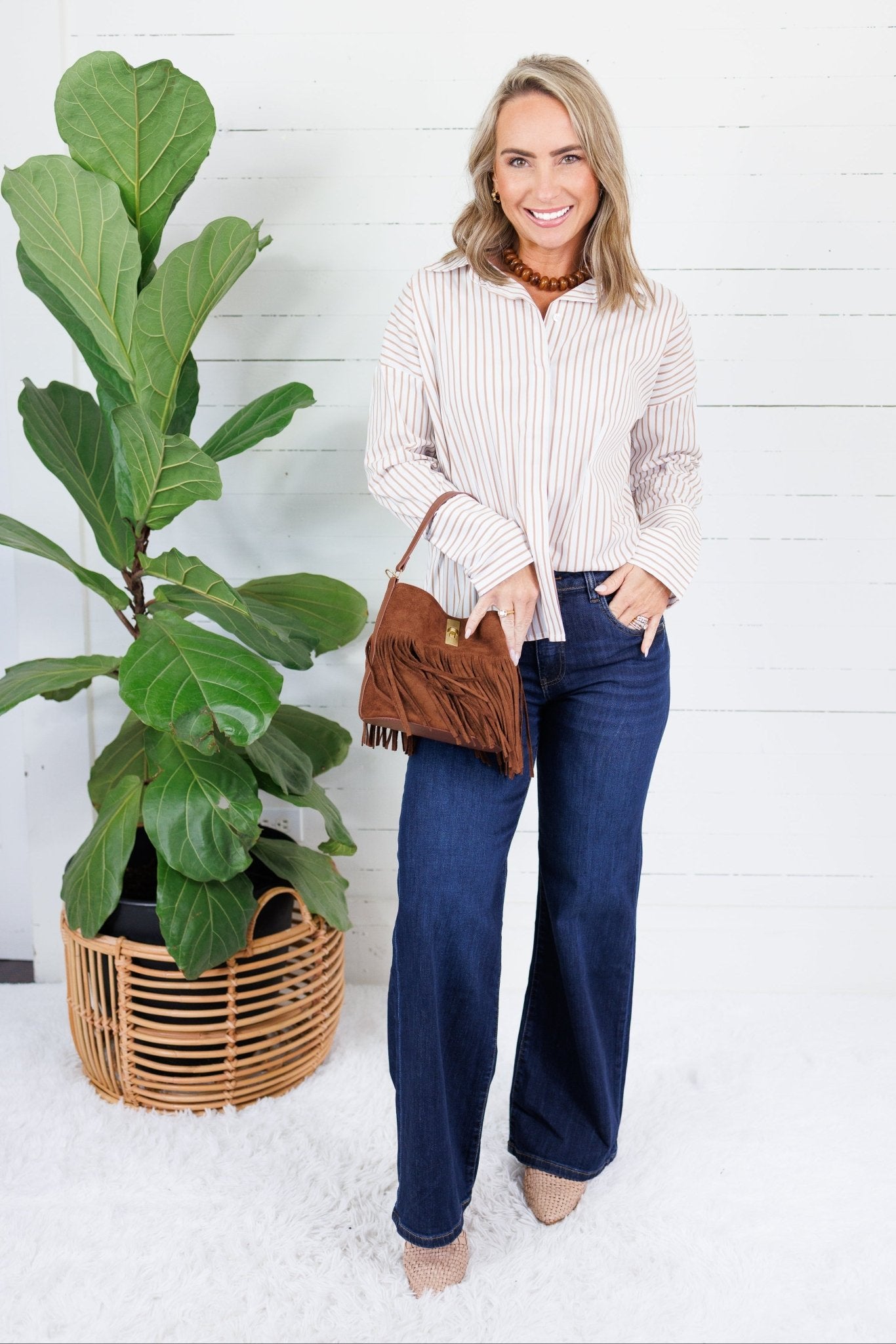 Glasner Latte + White Striped Top Fate