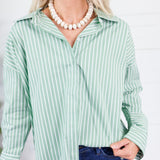 Glasner Pistachio + White Striped Top Fate