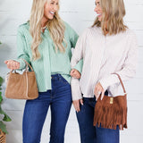 Glasner Pistachio + White Striped Top Fate