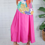 Gloria Magenta Satin Flare Slip Skirt