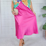 Gloria Magenta Satin Flare Slip Skirt