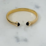 Gold Cable + Black Crystal Cuff Bracelet - A3 Accessories - Jewelry - Clover + Bee