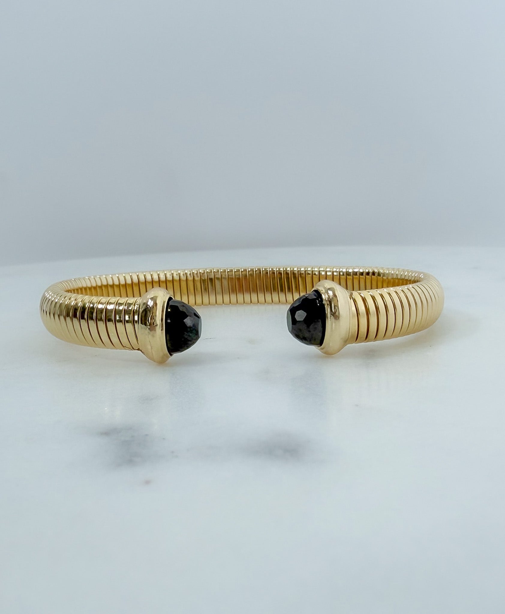Gold Cable + Black Crystal Cuff Bracelet - A3 Accessories - Jewelry - Clover + Bee