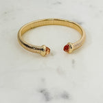 Gold Cable + Nude Crystal Cuff Bracelet - A3 Accessories - Jewelry - Clover + Bee