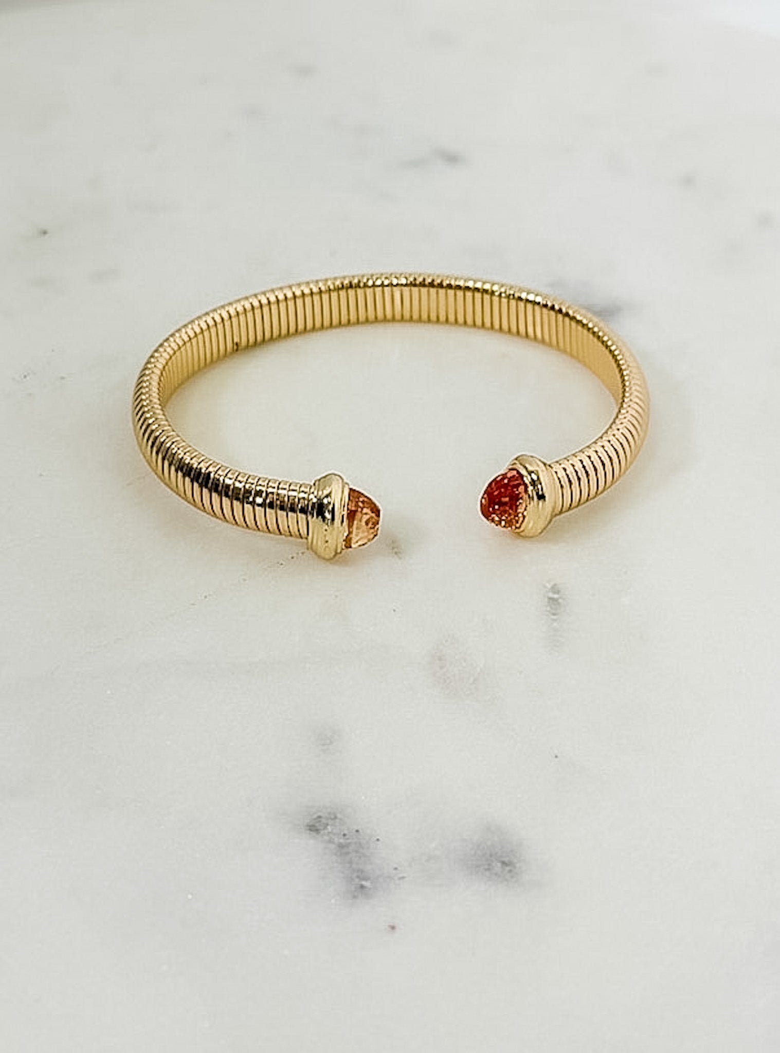 Gold Cable + Nude Crystal Cuff Bracelet - A3 Accessories - Jewelry - Clover + Bee