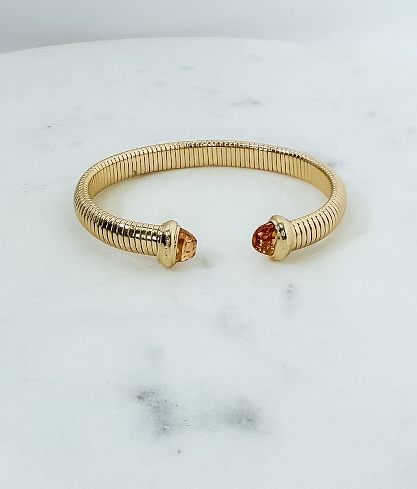 Gold Cable + Nude Crystal Cuff Bracelet - A3 Accessories - Jewelry - Clover + Bee