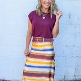 Gold Chain Lace-Up Wide Burgundy Stretch Belt