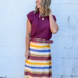 Gold Chain Lace-Up Wide Burgundy Stretch Belt