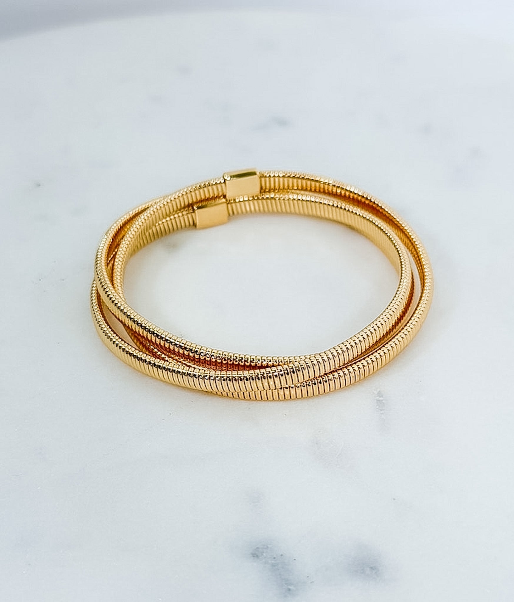 Gold Coil Intertwined Bracelet Set - A3 Accessories - Jewelry - Clover + Bee