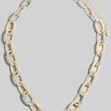 Two-tone chain necklace on a gray background