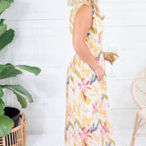 Goldie Tangerine Floral Midi Dress Gigio