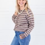 Graham Chocolate Striped Cardigan Staccato