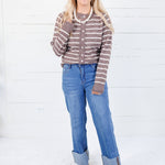 Graham Chocolate Striped Cardigan Staccato