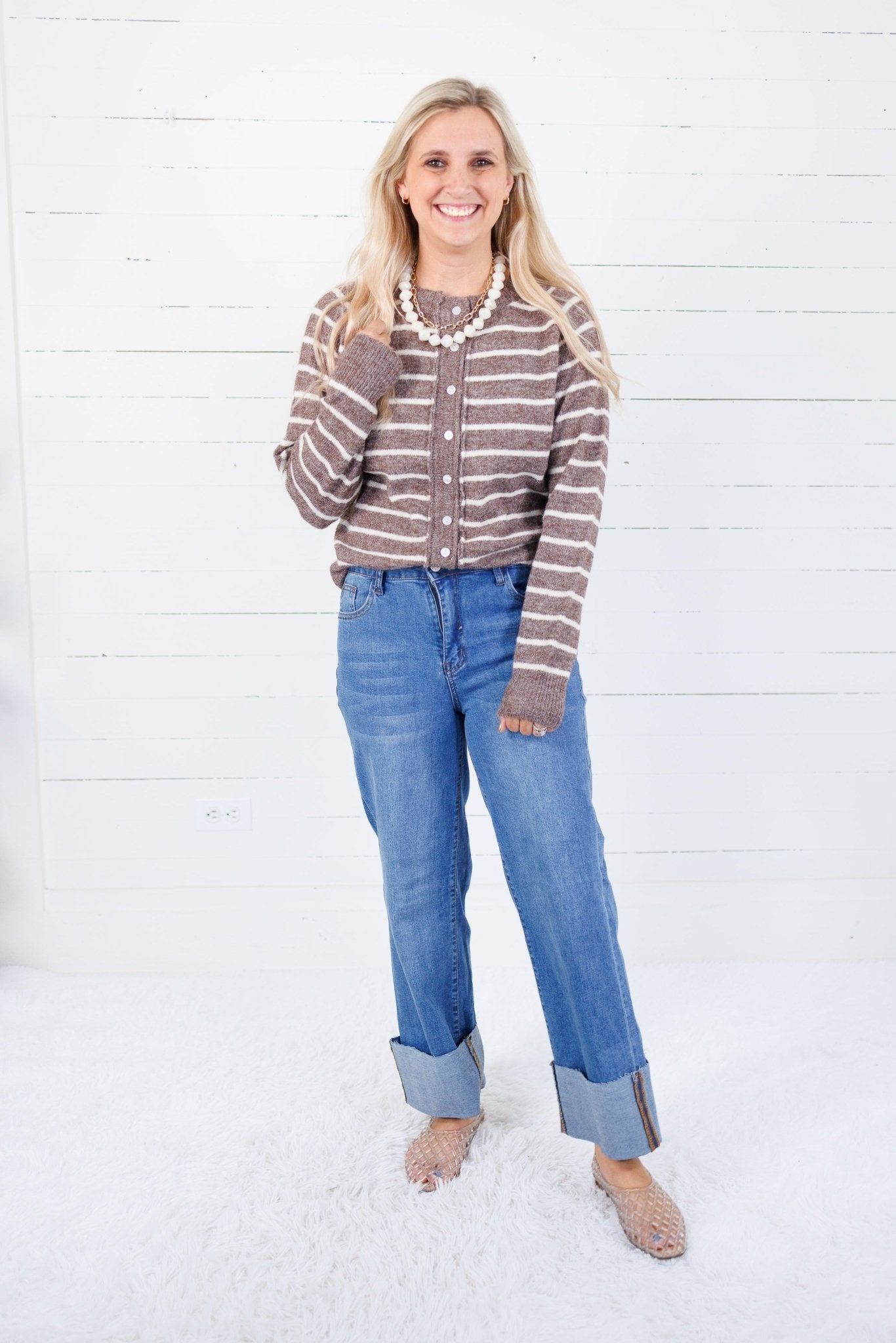 Graham Chocolate Striped Cardigan Staccato