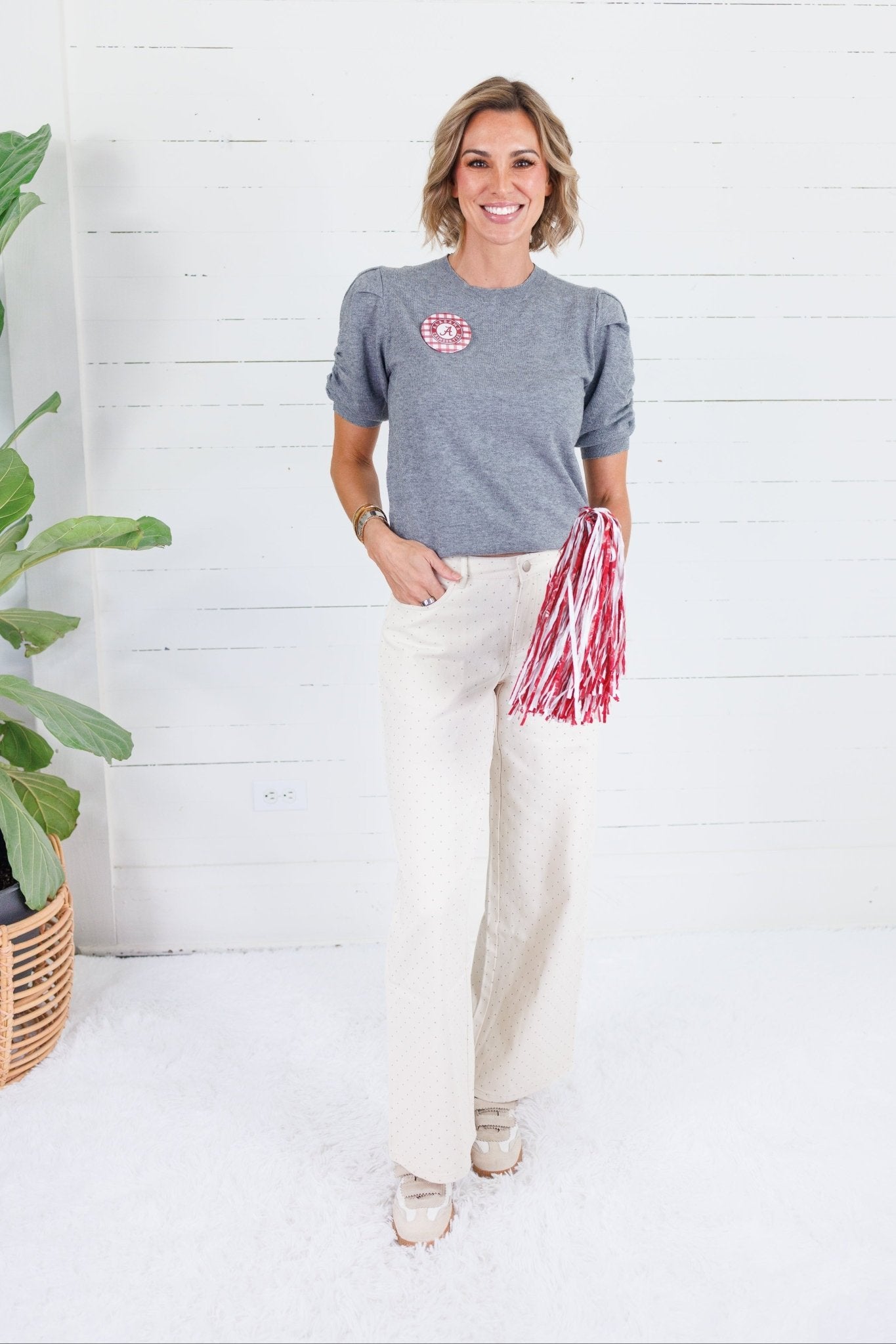 Graham Cream + Grey Dot Pants Le Lis