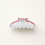Gray and White Scalloped Claw Clip Gracefully Made Art