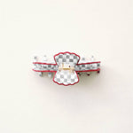 Gray and White Scalloped Claw Clip Gracefully Made Art